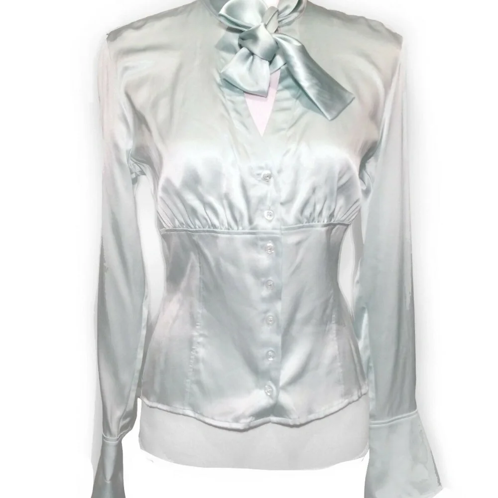 Vintage ESCADA Silk Fitted Ascot Bell Cuff Blouse - Picture 5 of 8